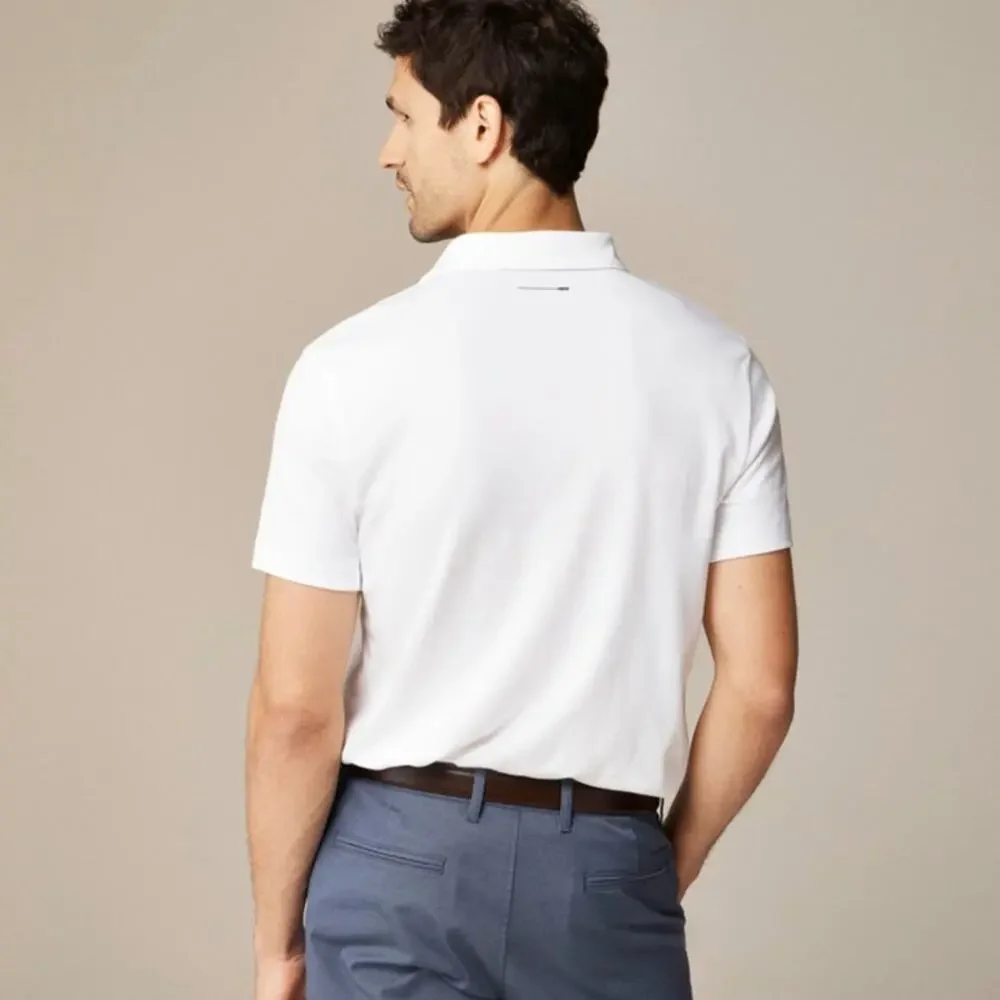 J.Crew Performance Polo Shirt Mens L White Pullover Coolmax Short Sleeve Stretch